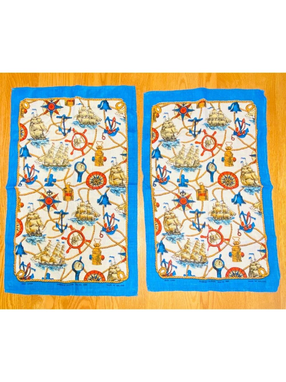 Mariner By Ulster Irish Linen Nautical Tea Towels Set Of 2 Made In Ireland